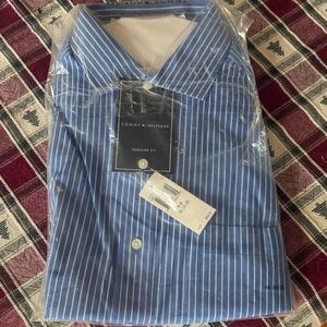 Tommy Hilfiger Classic Blue and White Striped Shirt